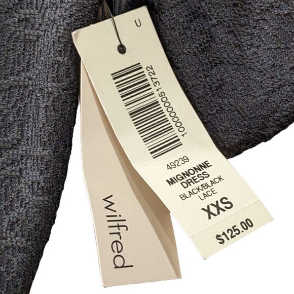 NWT Wilfred Mignonne Dress Black Lace Knit Knee Length Dress Size XXS - Picture 5 of 6